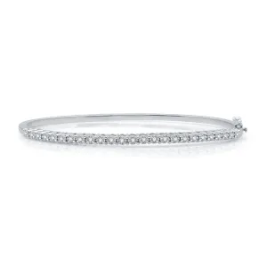 1/4 CTW Diamond Fashion Bangle 7.5-inch Bracelet in Rhodium Plated Sterling Silver