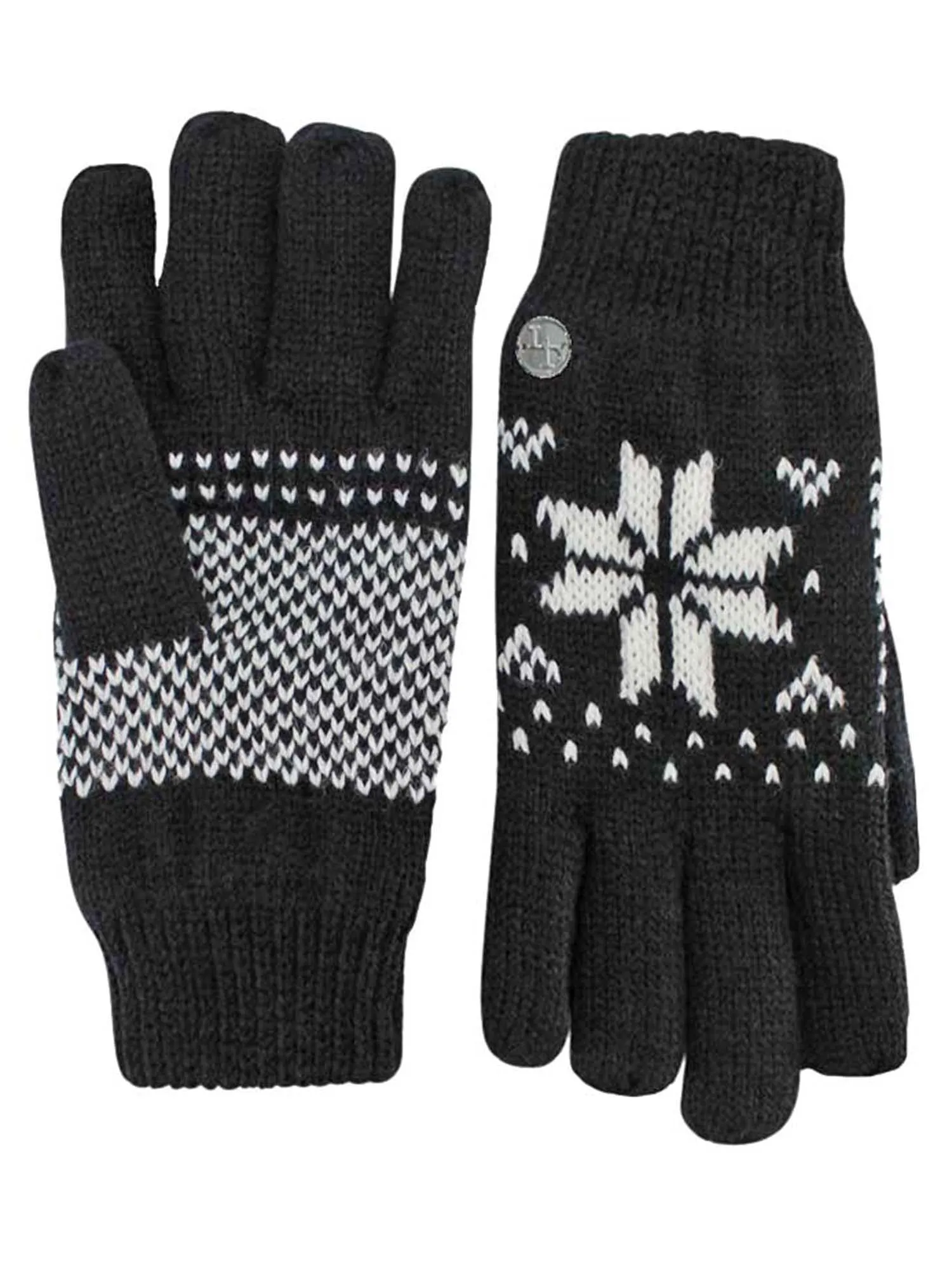 2 Pack Womens Thermal Insulated Snowflake Print Knit Winter Gloves