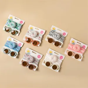 2PCS Children's sunglasses hair band set for boys and girls UV resistant glasses printed doughnut headband two-piece set Sunglasses Wholesale