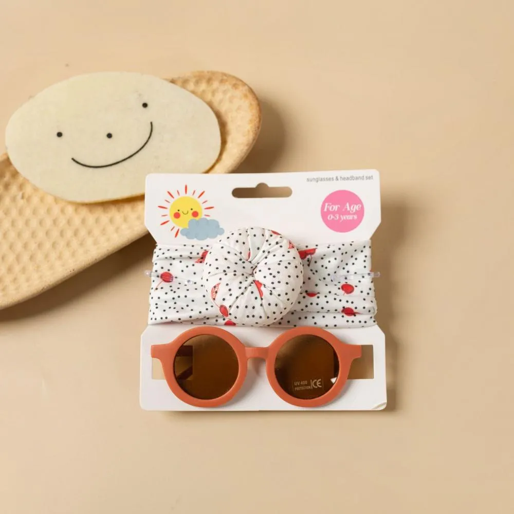 2PCS Children's sunglasses hair band set for boys and girls UV resistant glasses printed doughnut headband two-piece set Sunglasses Wholesale