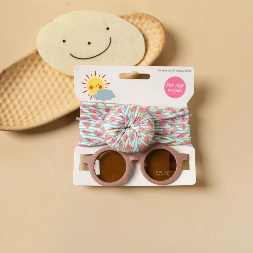 2PCS Children's sunglasses hair band set for boys and girls UV resistant glasses printed doughnut headband two-piece set Sunglasses Wholesale