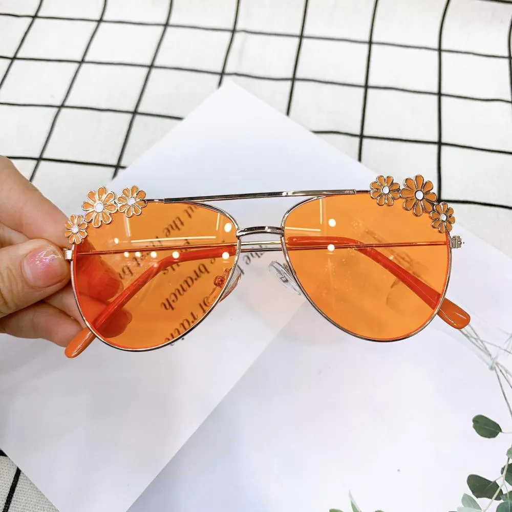 2PCS Summer Children's Fashion Sunglasses Small Daisy Flowers Glasses Accessories Wholesale