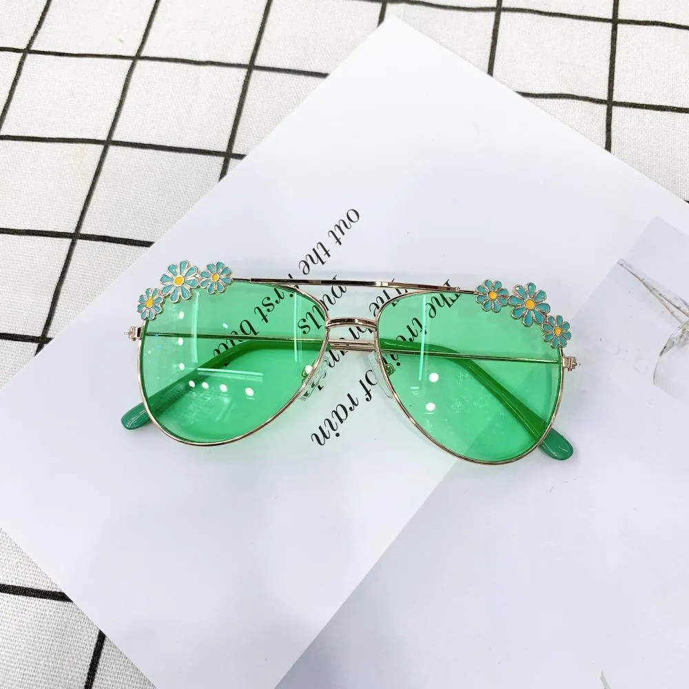 2PCS Summer Children's Fashion Sunglasses Small Daisy Flowers Glasses Accessories Wholesale