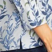 3/4 Sleeve Twill Underwater Leaves Print Top