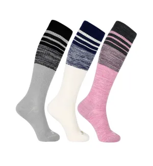 73% Rich Merino Wool Everyday Compression Socks (15-20mmHg) - Mock Rib Colorblock - 3 Pack