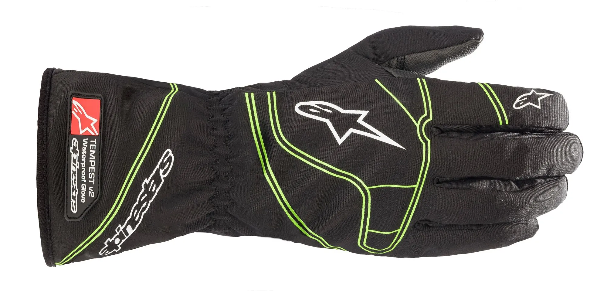 ALPINESTARS 3542321_167_S Karting YOUTH rainproof gloves TEMPEST v2 WP, black/green fluo, Size S