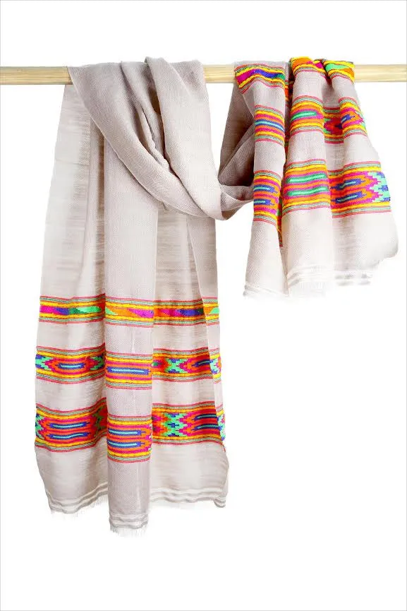 ANNA 117 Himalaya Scarf in Light Beige