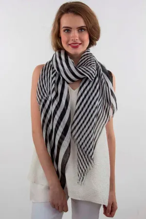 Black & White Contemporary Linen Scarf