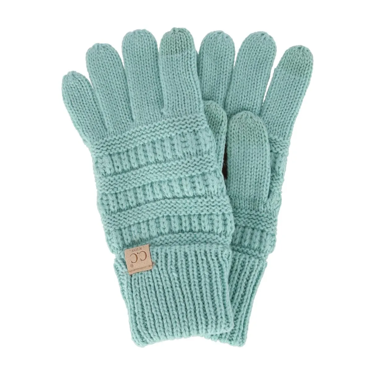 C.C Kids' One Size Fits Most Solid Cable Knit Touchscreen Gloves