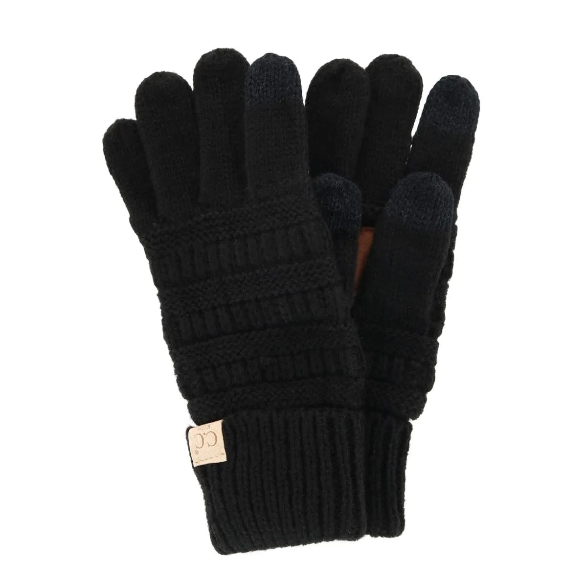 C.C Kids' One Size Fits Most Solid Cable Knit Touchscreen Gloves