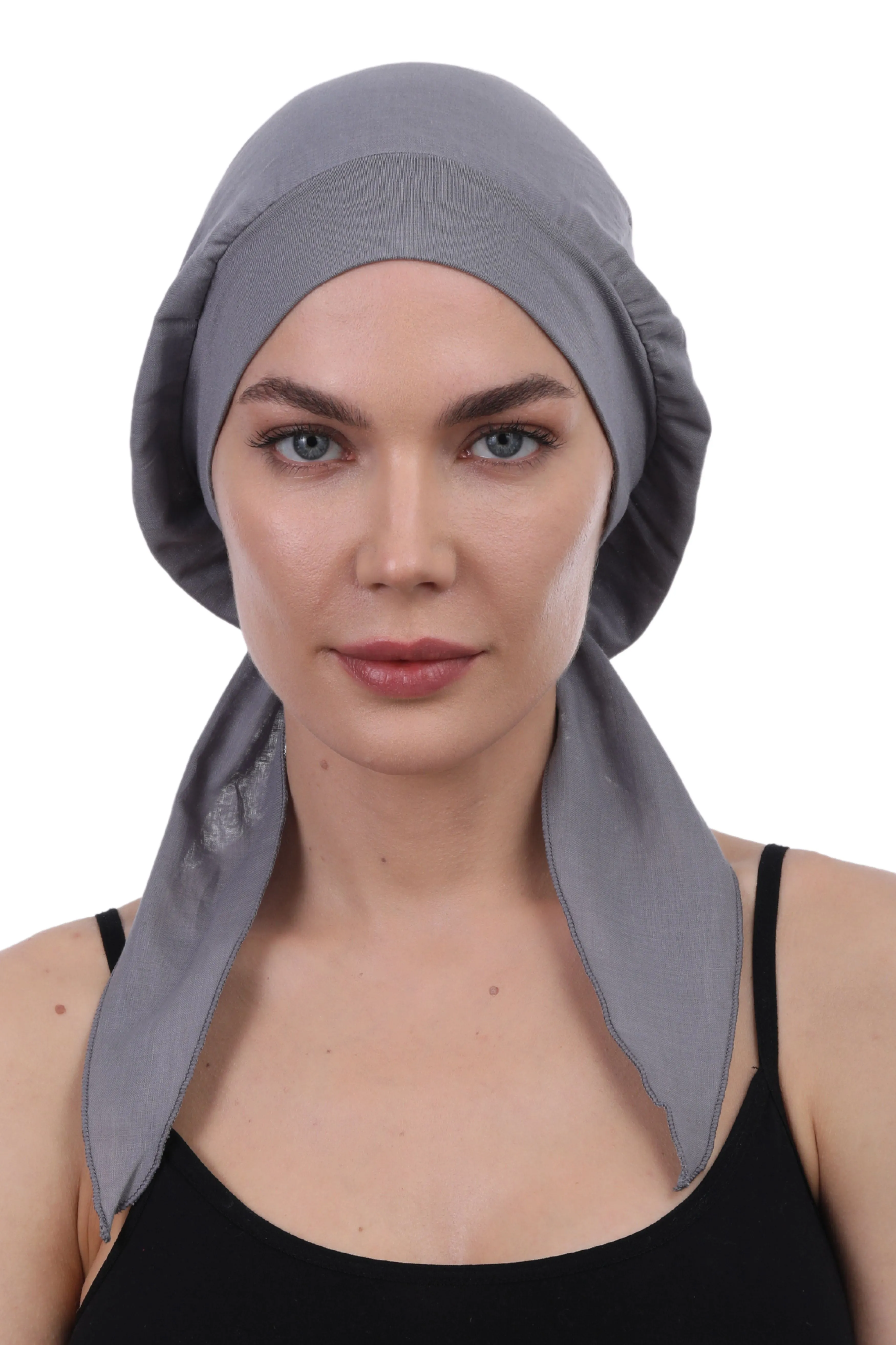 Easy Tie Pure Cotton Head Scarf with Bamboo Front