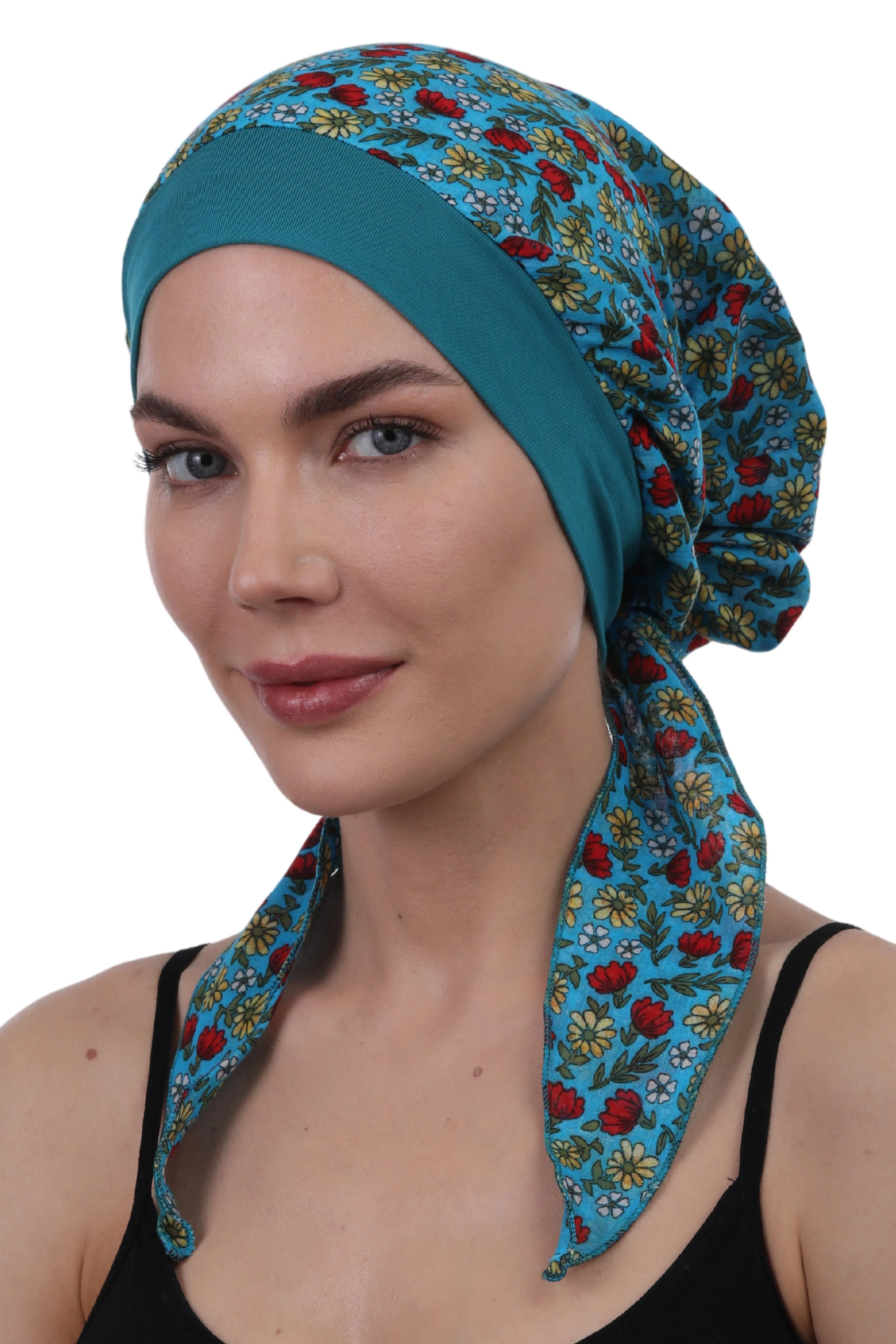 Easy Tie Pure Cotton Head Scarf with Bamboo Front