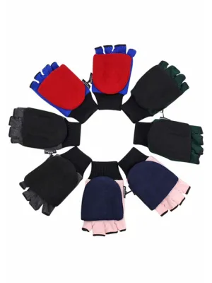 Green Blue Pink Black 4 Pack Mens Convertible Fingerless Gloves With Mitten Cover