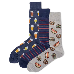 HOTSOX Men's Beer 3 Pack Crew Socks