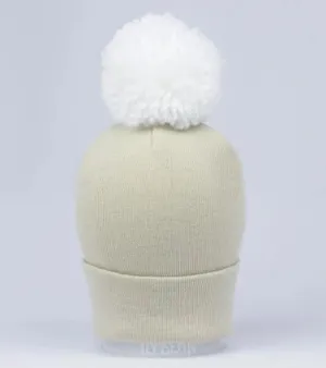 Ily Bean Oatmeal White Pom Newborn Hospital Hat