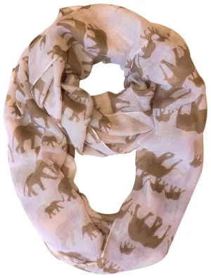 Light Pink/Beige Peach Couture Trendy Lightweight Animal Print Artsy Elephant Wrap Scarf Shawl