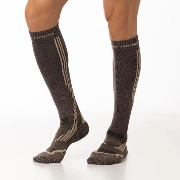 Men's Feel Breath Cross Country Brown knee high socks 2-packs