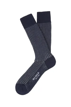 M.J. Bale - Casati Birdseye Sock - Navy with White