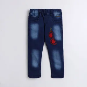 Polka Tots Denim Jeans Red Chasma Blue