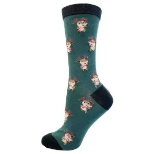 "Dancing Deer" Cotton Dress Socks by Point Zero - Medium