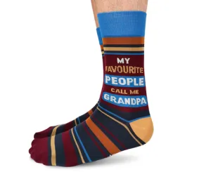 "Favourite Grandpa" Cotton Crew Socks by Uptown Sox - Large