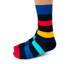 "Here For The Stripes" Cotton Crew Socks by Uptown Sox - Large