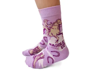 "Saddle Up" Cotton Crew Socks by Uptown Sox - Medium