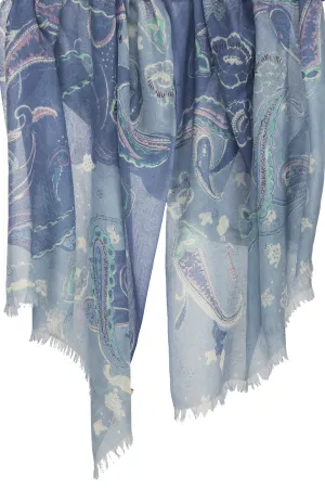 Shades of Blue Paisley Scarf