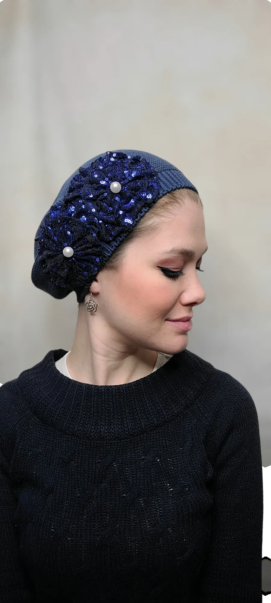 Standard Size Denim Blue French Beret