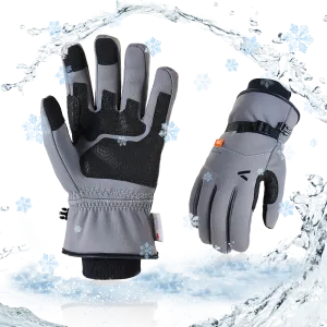 VGO 1 Pair -20℃/-4°F or Above Winter Outdoor Gloves ,Ski Gloves,Hiking Gloves,Cycling Gloves  For Male and Female (Above 18 years old) (Grey, FT3115FW)