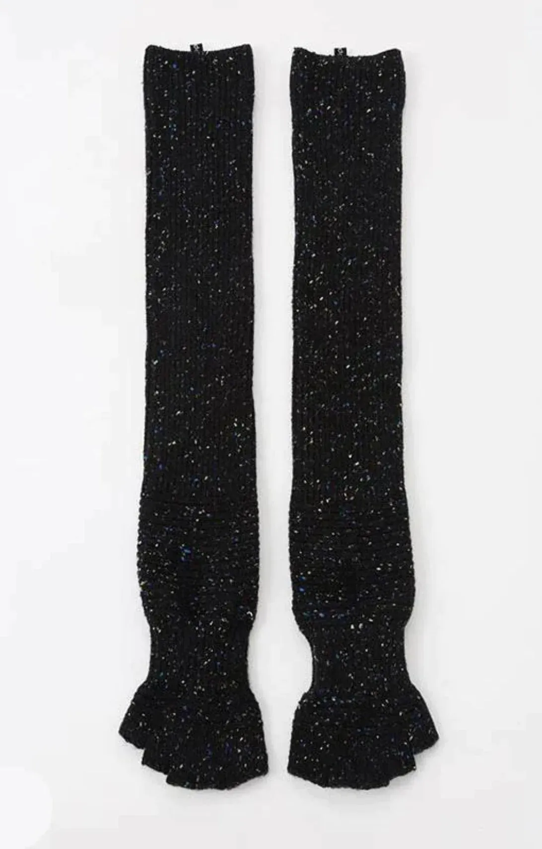 Wool Blend Confetti Ribbed Open Toe and Heel Socks