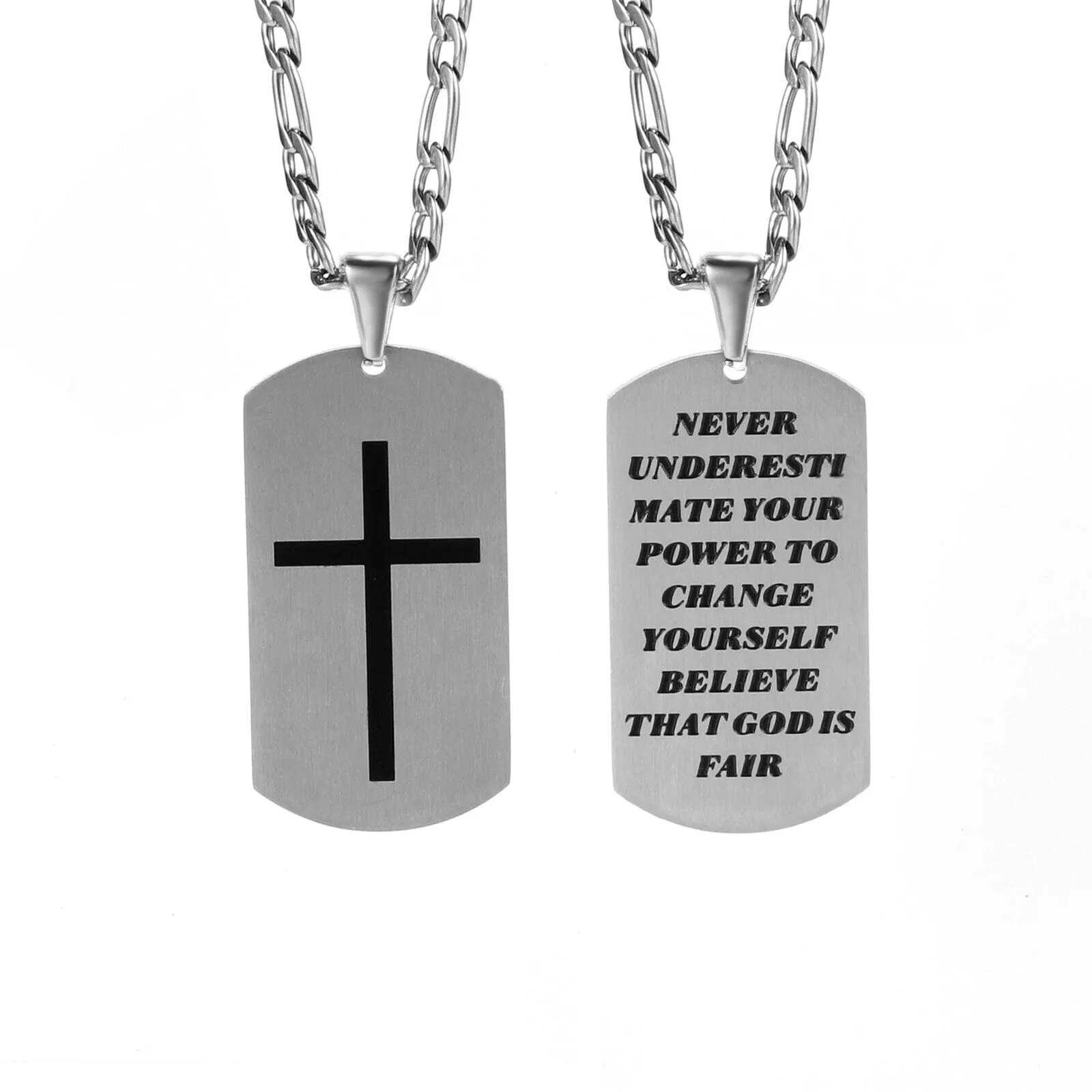 WWJD Bible Prayer Dog Tags Stainless Steel Necklace