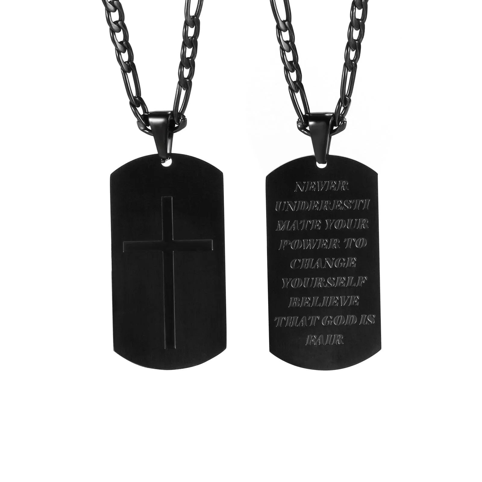 WWJD Bible Prayer Dog Tags Stainless Steel Necklace